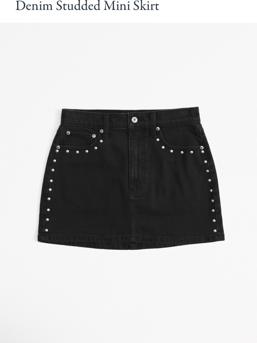Abercrombie & Fitch Black Denim Mini Skirt with Silver Studs